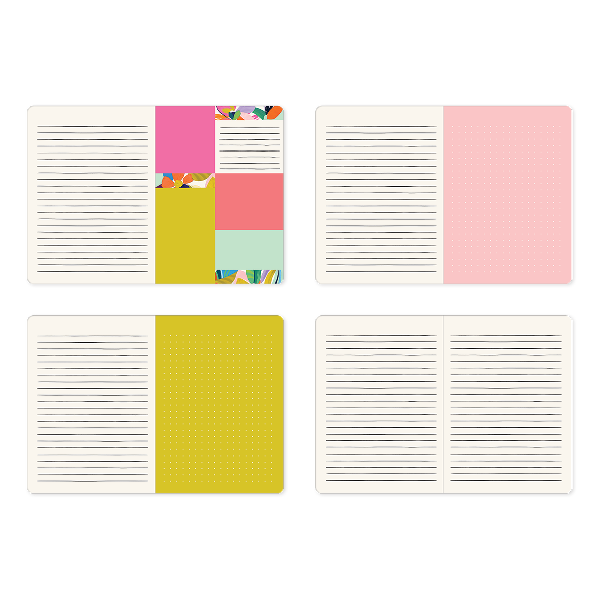 Softcover Journal Playful Patterns Floral by Punch Studio, Textured Journal with Alternating Spread Designs