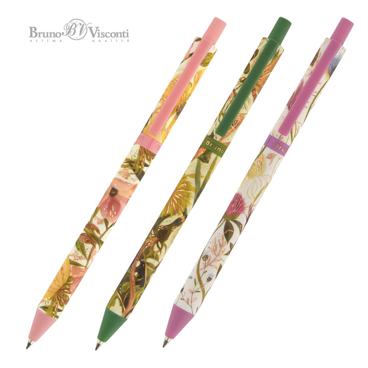 ArtClick Pen, Bloom – (Single Pen) Soft Touch Click Ballpoint Pen .5mm Black Ink, BV by Bruno Visconti