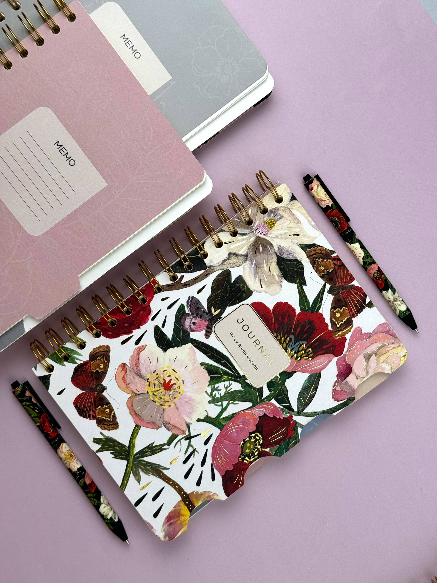 Art Journal, Peonies – Spiral Bound Mixed Layout Journal, BV by Bruno Visconti