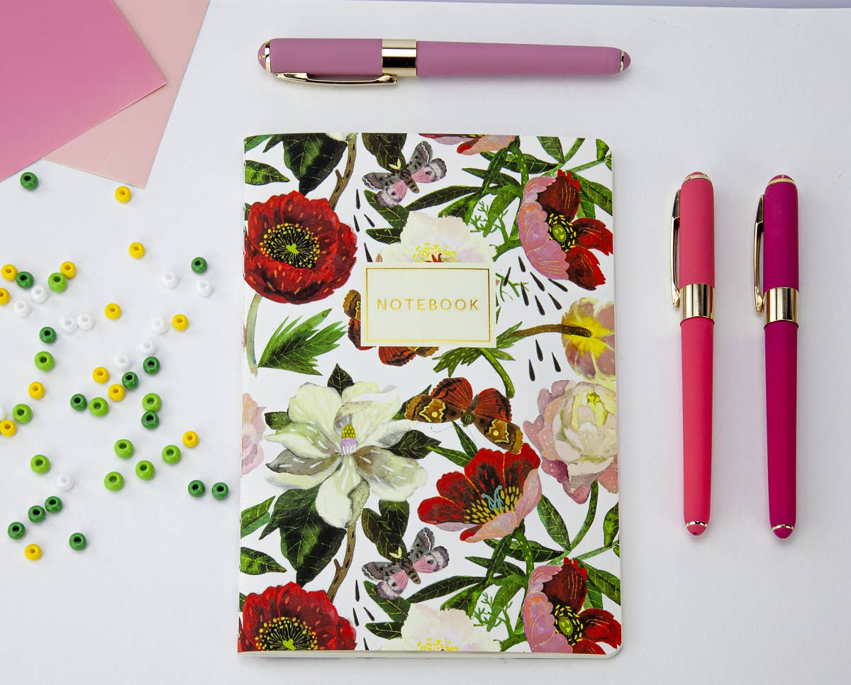Peonies Notebook – Ruled Journal 8.27 x 5.83 in, 40 Pages, BV by Bruno Visconti