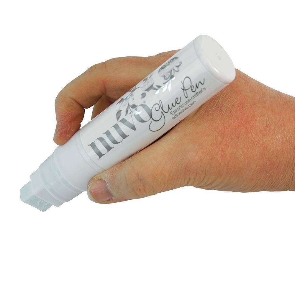 Nuvo Flat Tip Glue Pen – Large, 45g (1.58 oz), Blue-to-Clear, Multi-Surface Adhesive