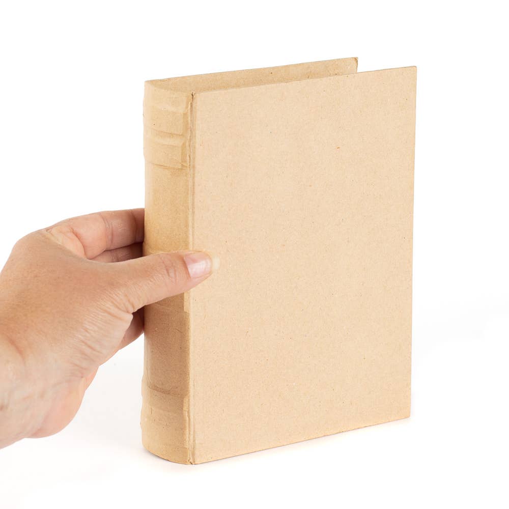 Paper Mache Book Shape Box – 7-3/4" x 6" x 1-3/4" (DIY Gift & Storage Box)
