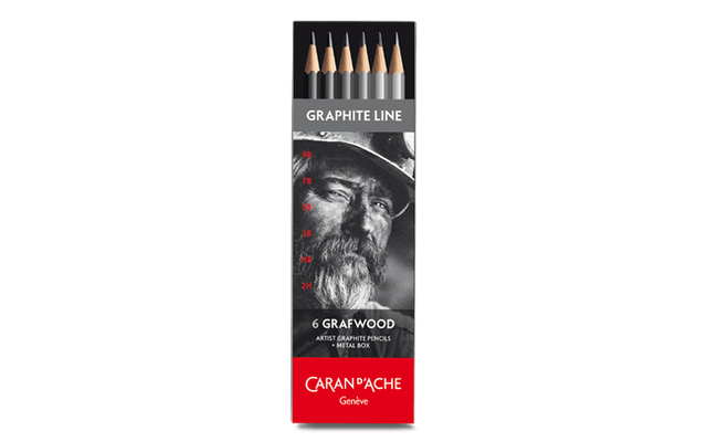 Graphite Line Pencil Set – Box of 6 (6 Hardness Grades), by Caran d’Ache