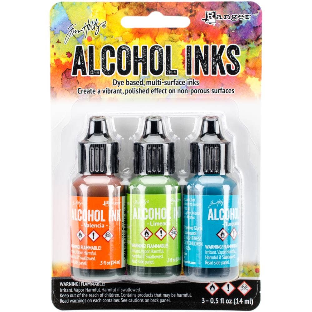 Tim Holtz Alcohol Ink Set – 3 Colors- Multiple Variations (0.5 oz Bottles, Dye-Based, Multi-Surface)
