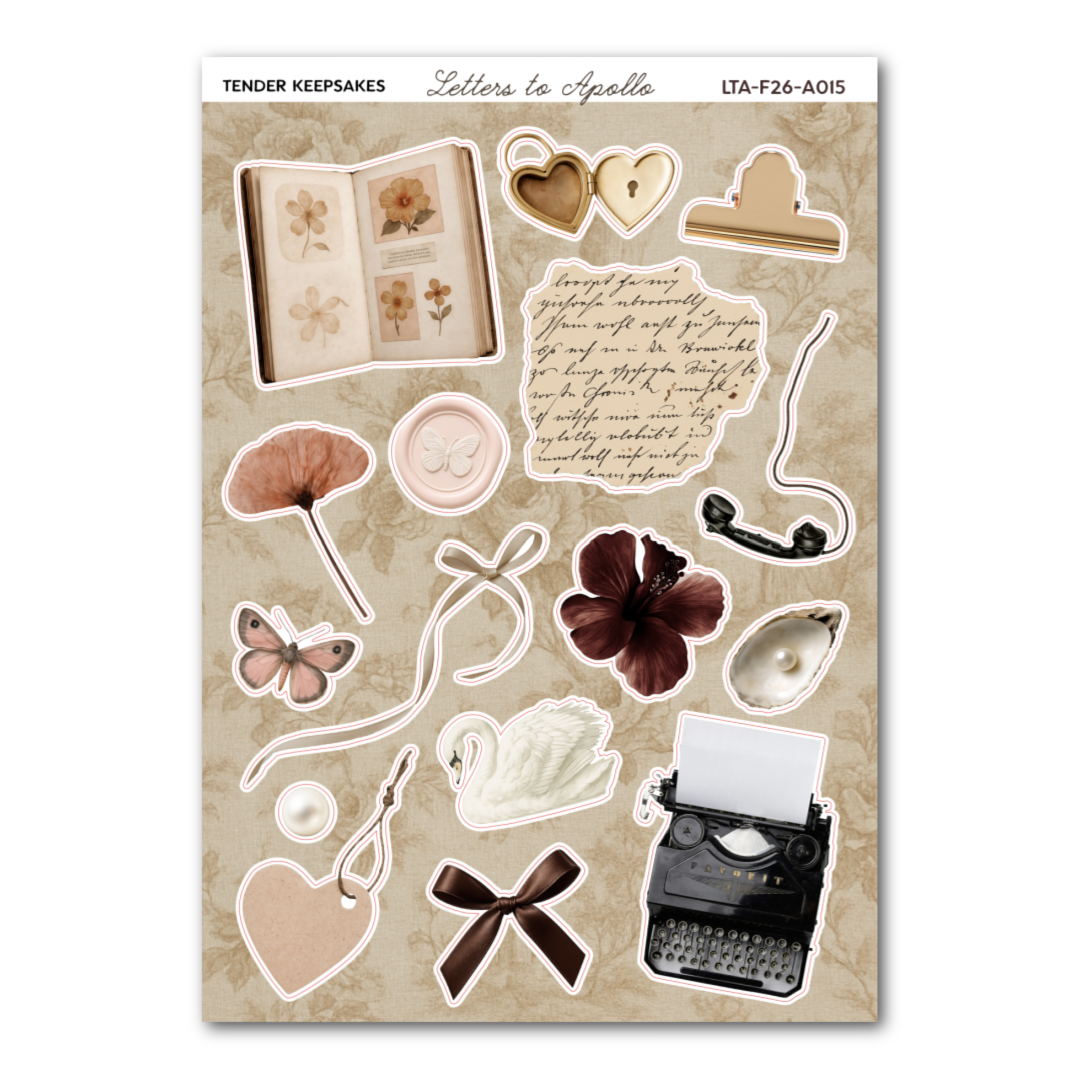 Tender Keepsakes Sticker Sheet – 5 x 7 Inch Matte Paper Decorative Stickers