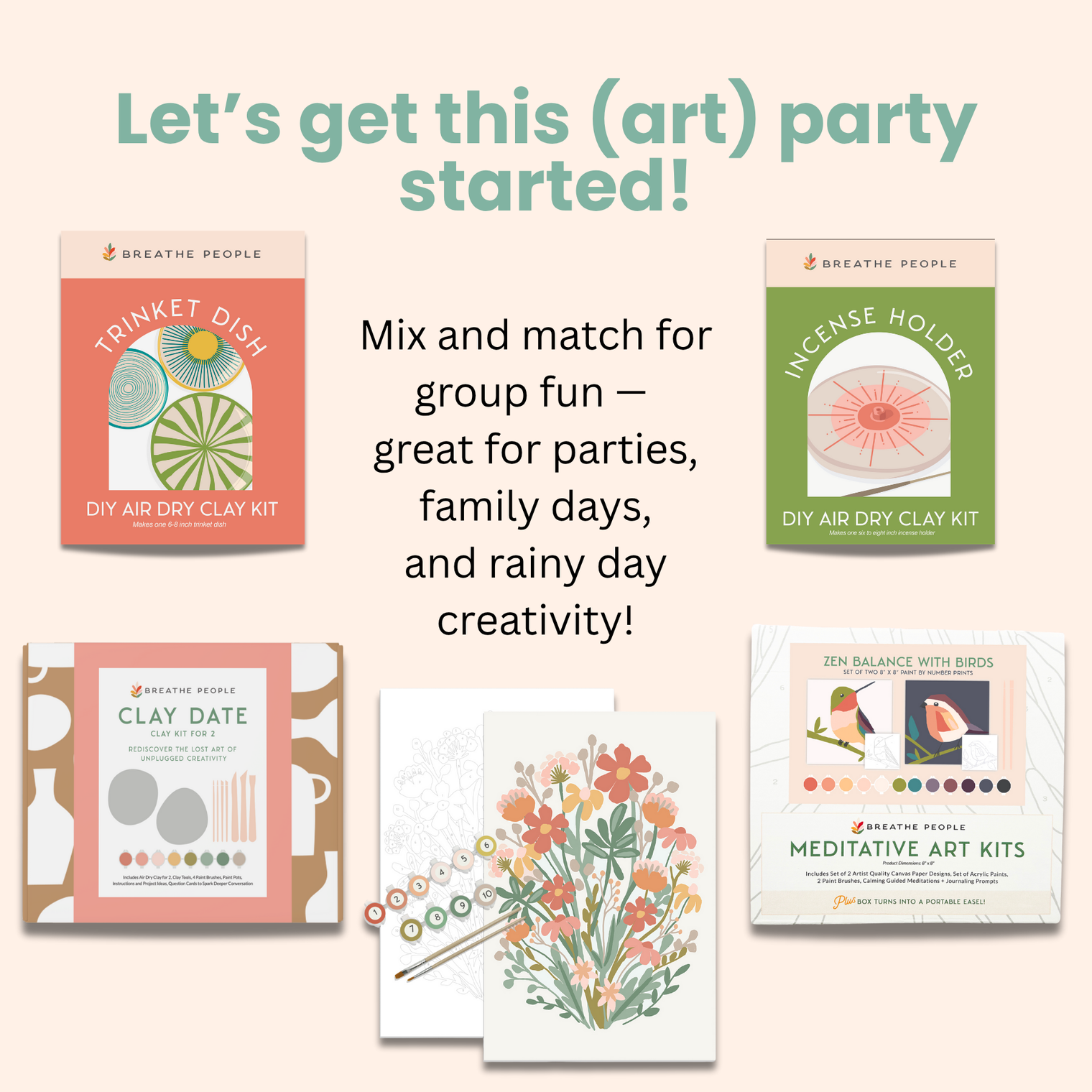Deluxe Clay Date Activity Kit – Air Dry Clay Craft Set for Two, Breathe People
