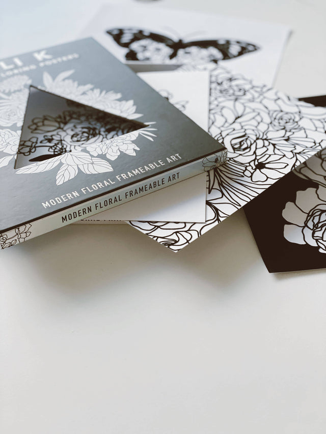 Velvet Coloring Posters – 8x10 Floral Illustration Coloring Print Set by Alli Koch