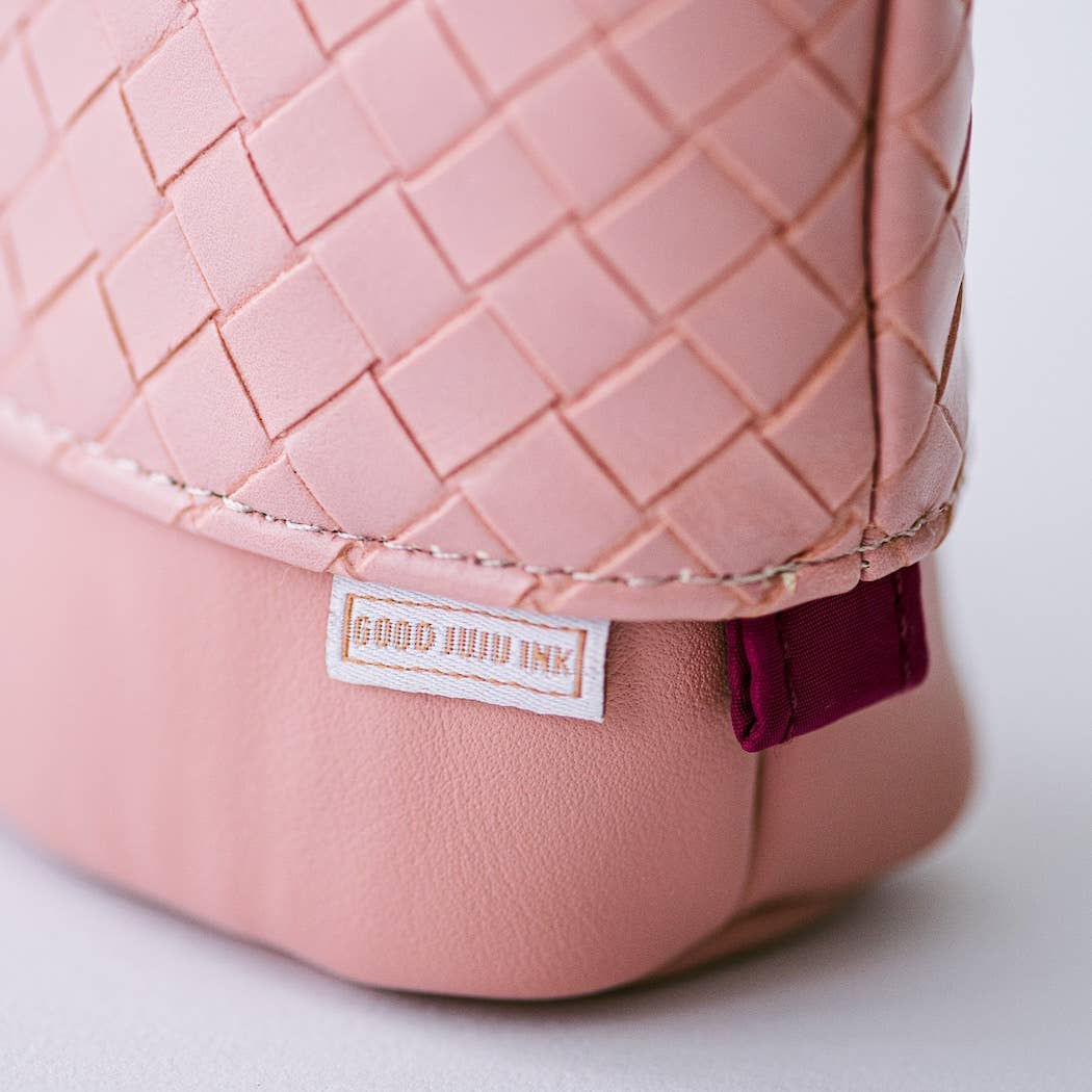 Luxe Standing Pencil Pouch, Blush Pink – Vegan Leather Free-Standing Organizer, by Good Juju Ink