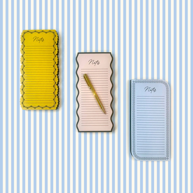 Vintage Borders Mustard Magnetic List Pad by Punch Studio, Die-Cut Magnetic Notepad with 100 Sheets