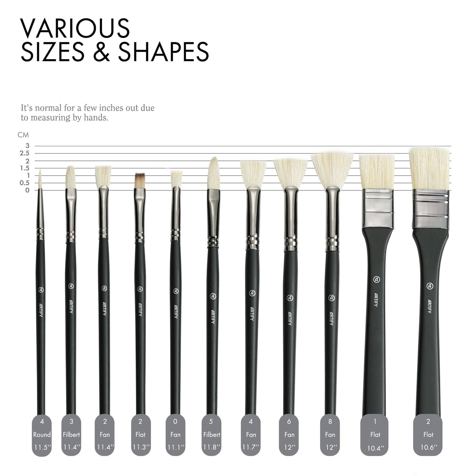 ARTIFY 11-Piece Oil Paint Brush Set – Professional Hog Bristle Artist Brushes