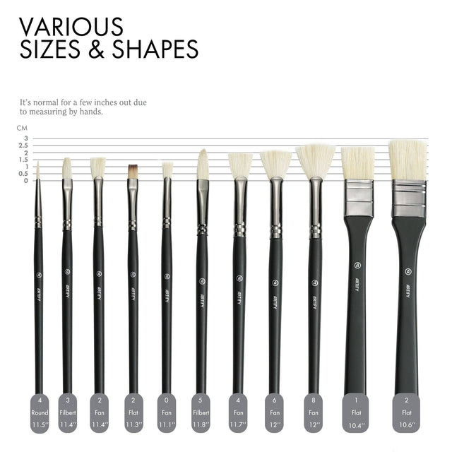 ARTIFY 11-Piece Oil Paint Brush Set – Professional Hog Bristle Artist Brushes