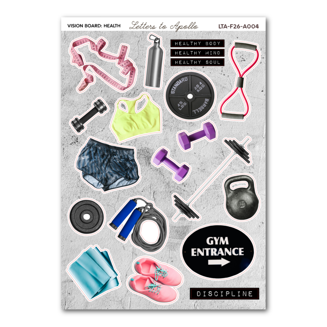Vision Board: Health Sticker Sheet – 5 x 7 Inch Matte Paper Stickers
