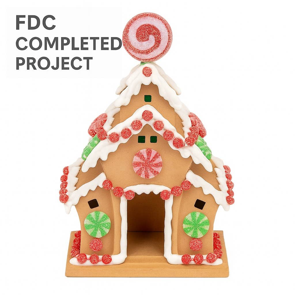 Premade Whimsical Paper Mache House, 4-1/4" x 7-1/2" x 3" Decorative Craft House for Painting & Seasonal Display