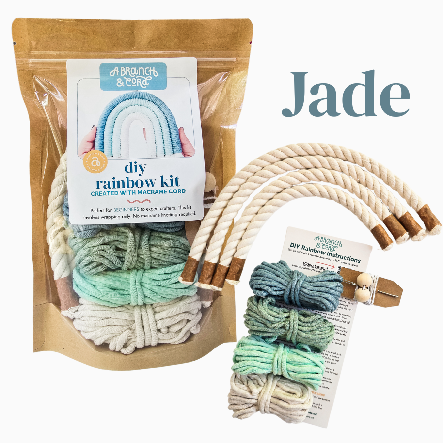 A Branch & Cord DIY Macrame Rainbow Kit, Sunset– Beginner Craft Kit with Materials