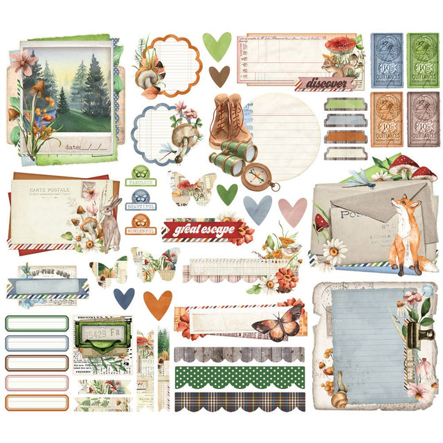 Simple Stories Simple Vintage Woodlands Ephemera – 46 Die-Cut Cardstock Pieces