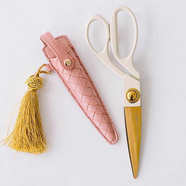 Ivory & Gold Heirloom Scissors with Case – Petunia Pink Vegan Leather Set, by Good Juju Ink