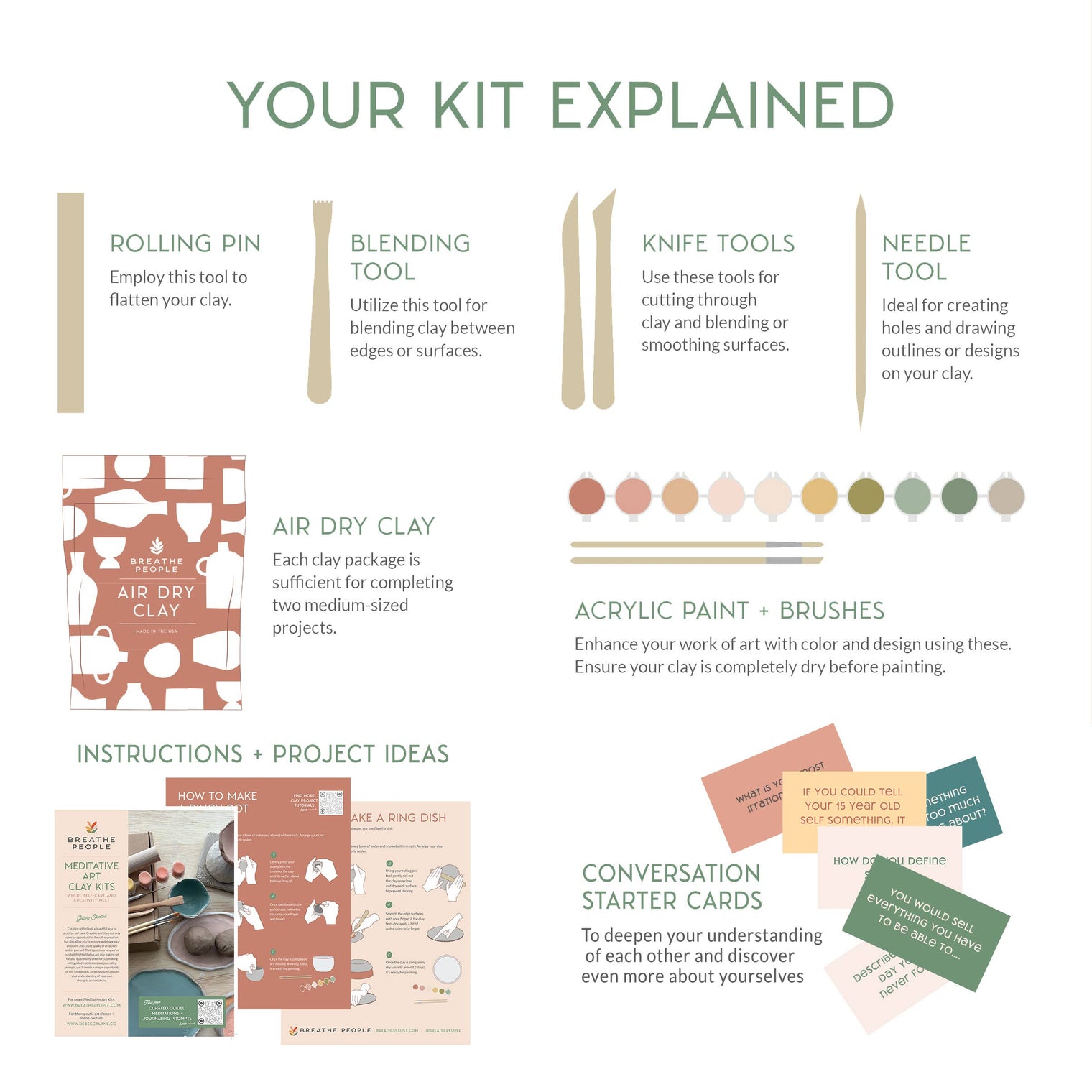 Deluxe Clay Date Activity Kit – Air Dry Clay Craft Set for Two, Breathe People