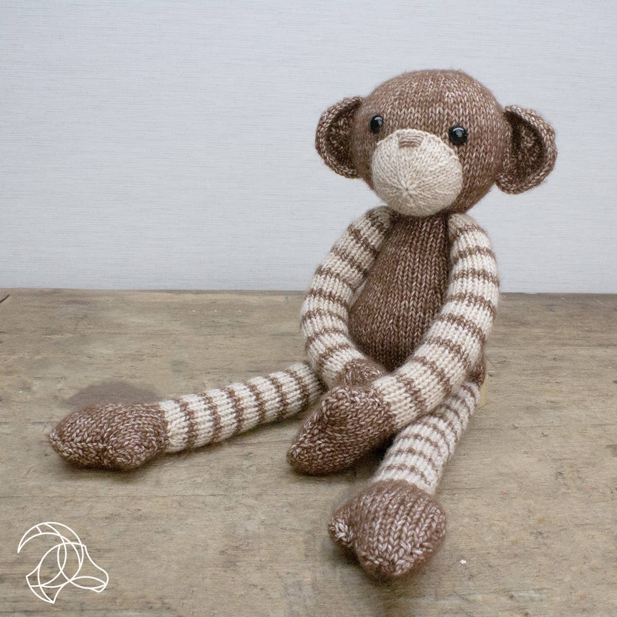 DIY, Knitting Kit Malinda Monkey – Yarn Craft Kit with Pattern- 3 mm Knitting Needles NOT Included