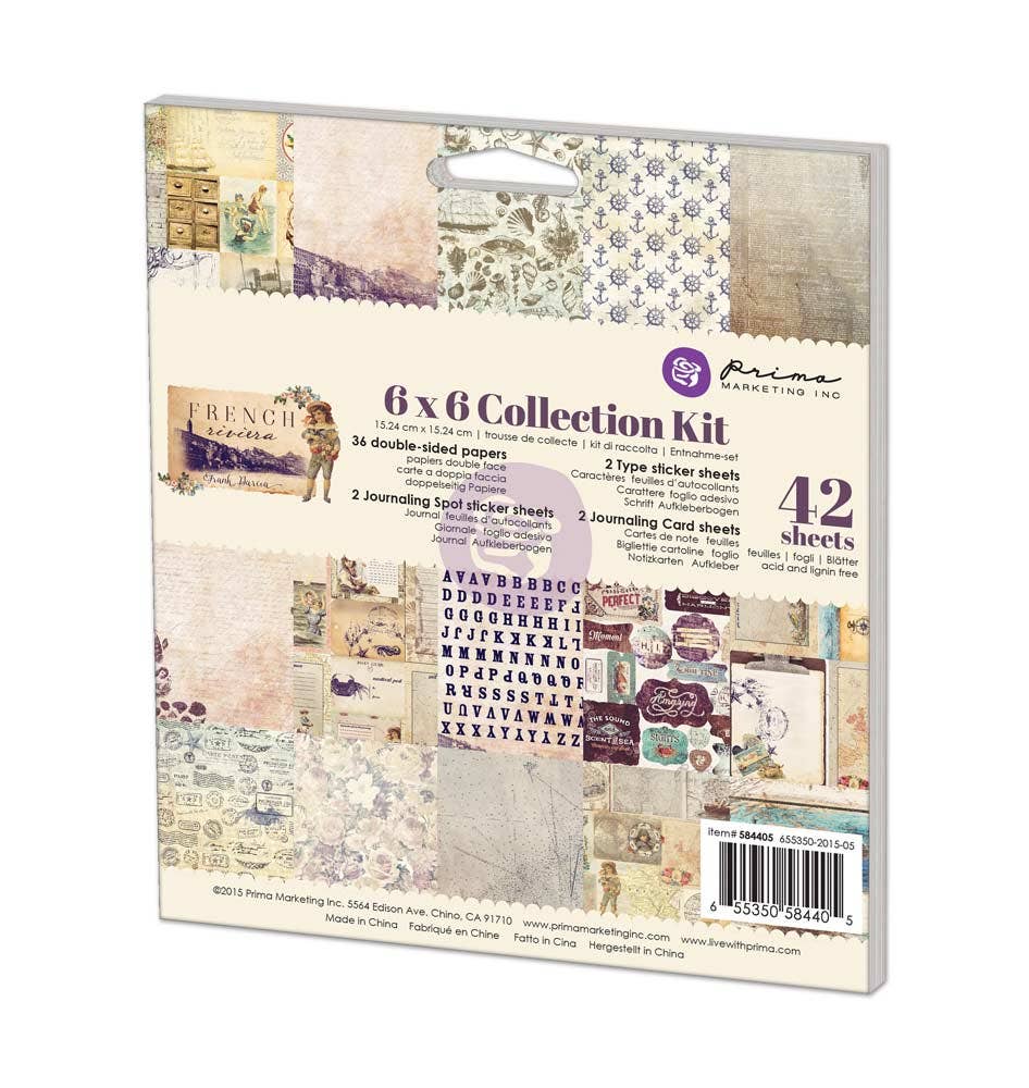 Prima Marketing French Riviera 6x6 Collection Kit – Scrapbooking Paper Kit