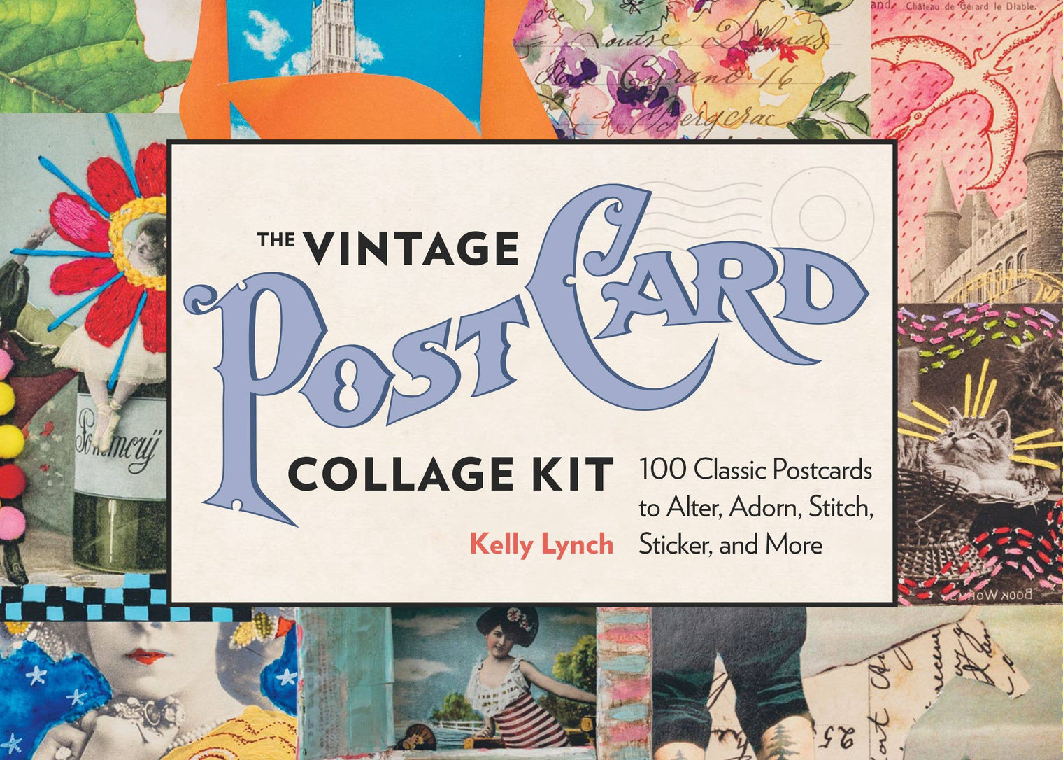 The Vintage Postcard Collage Kit, 100 Vintage Postcards with Stickers & Patterned Paper for Creative Collage