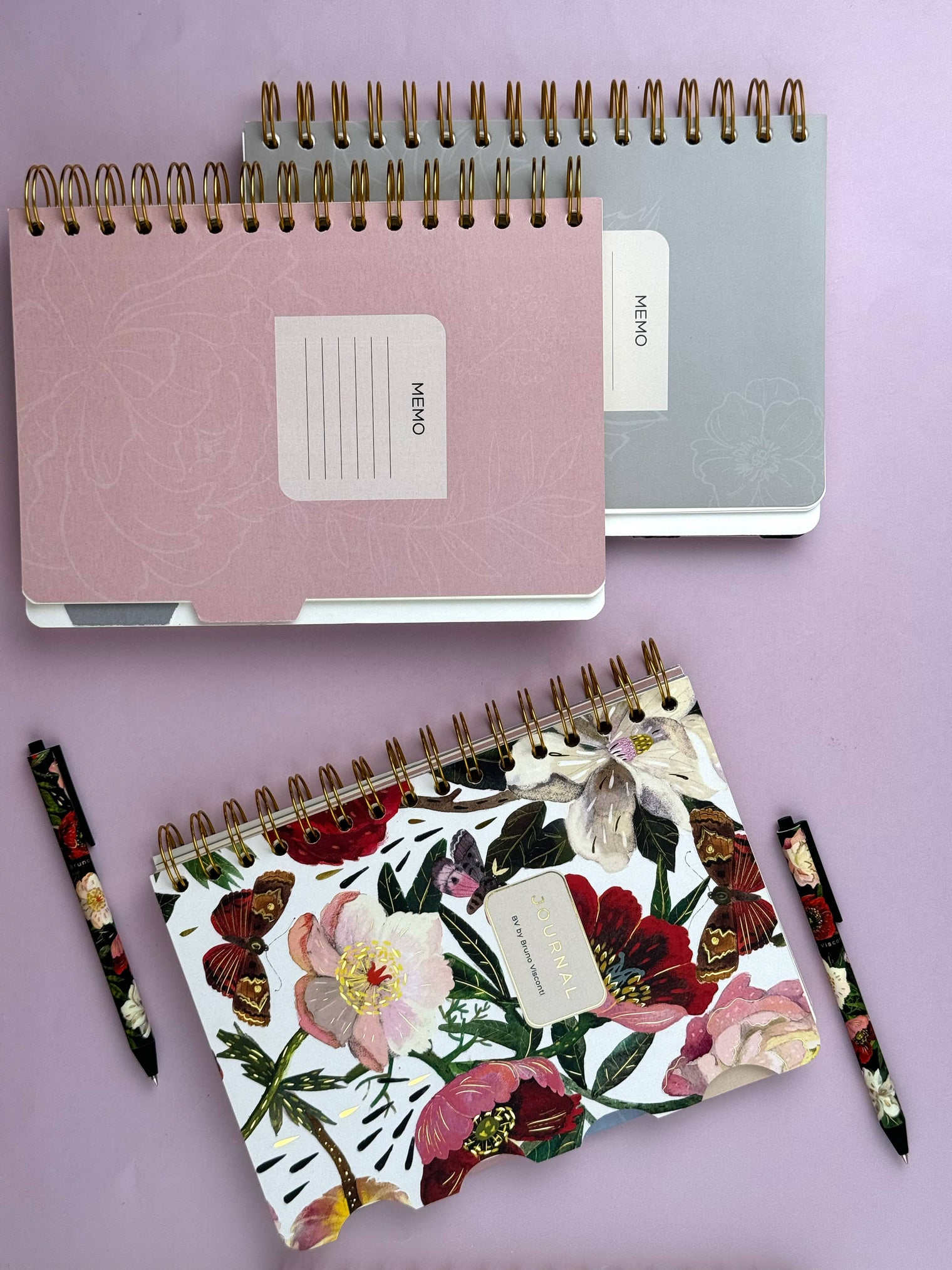 Art Journal, Peonies – Spiral Bound Mixed Layout Journal, BV by Bruno Visconti