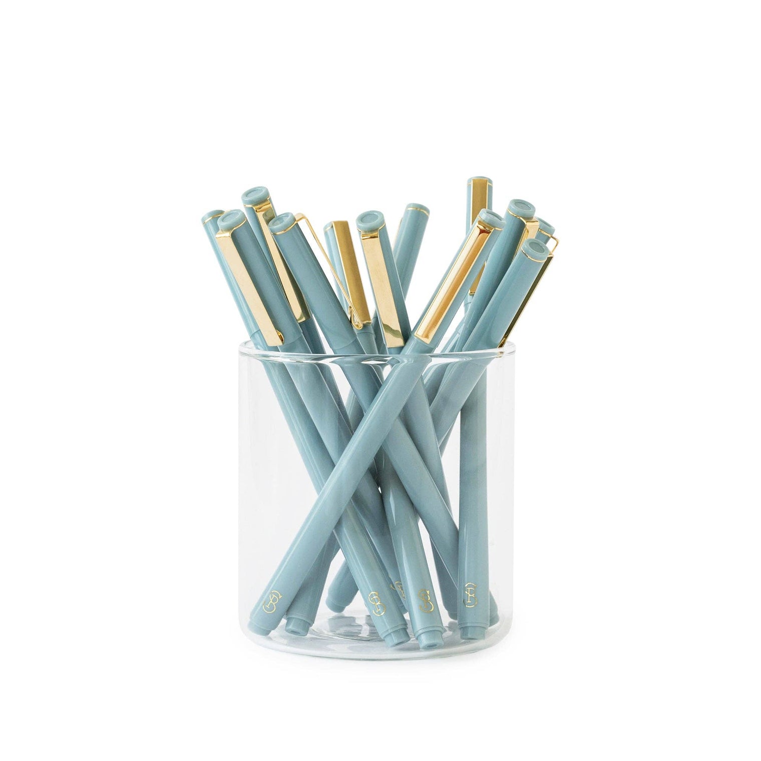 Felt Tip Pen, Slate Blue (Single Pen) – Black Ink Writing Pen with Gold Clip