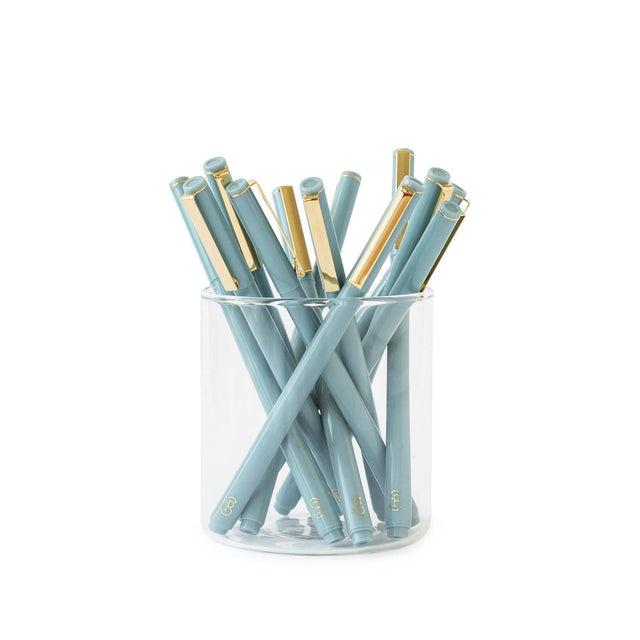 Felt Tip Pen, Slate Blue (Single Pen) – Black Ink Writing Pen with Gold Clip