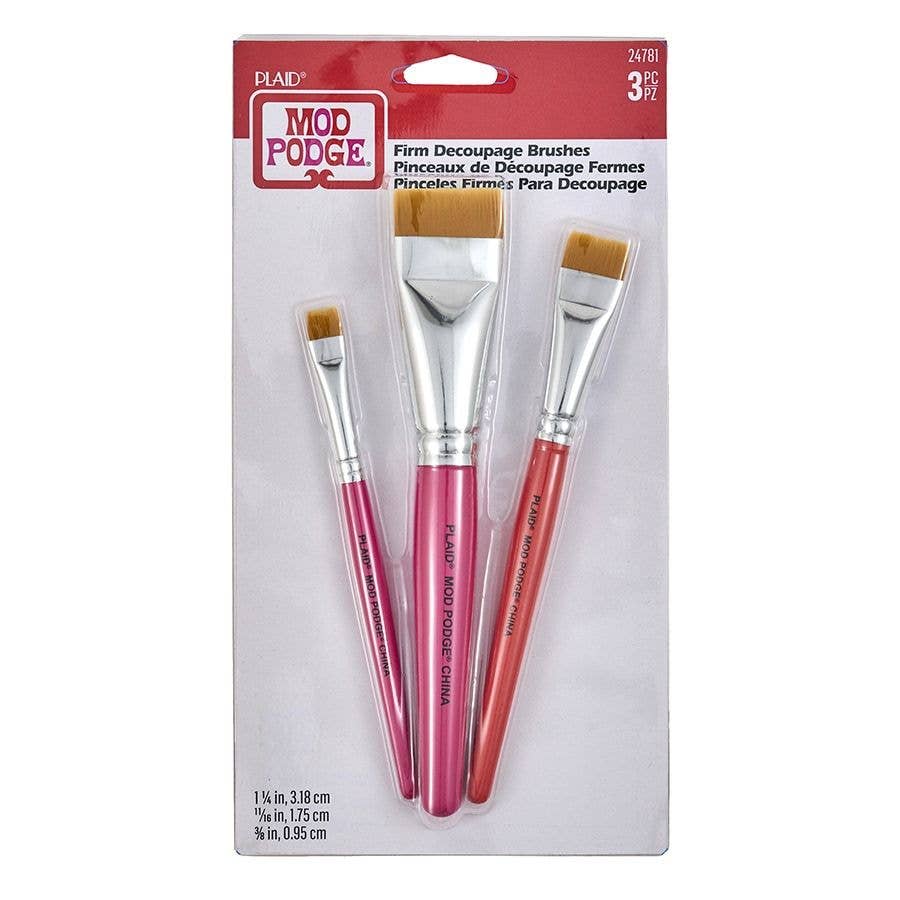 Mod Podge Decoupage Firm Brush Set – 3 Piece (Detail & Precision Application Brushes)