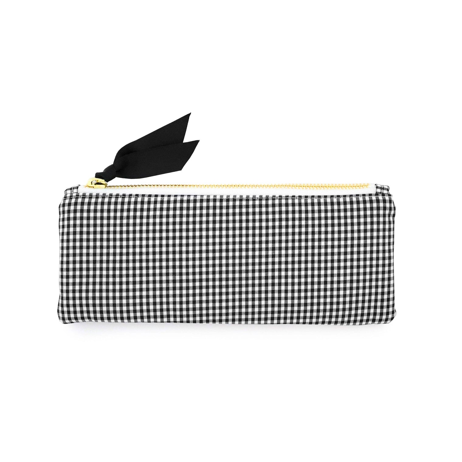 Pencil Pouch, Small Gingham – Fabric Zipper Case with Gold Zipper