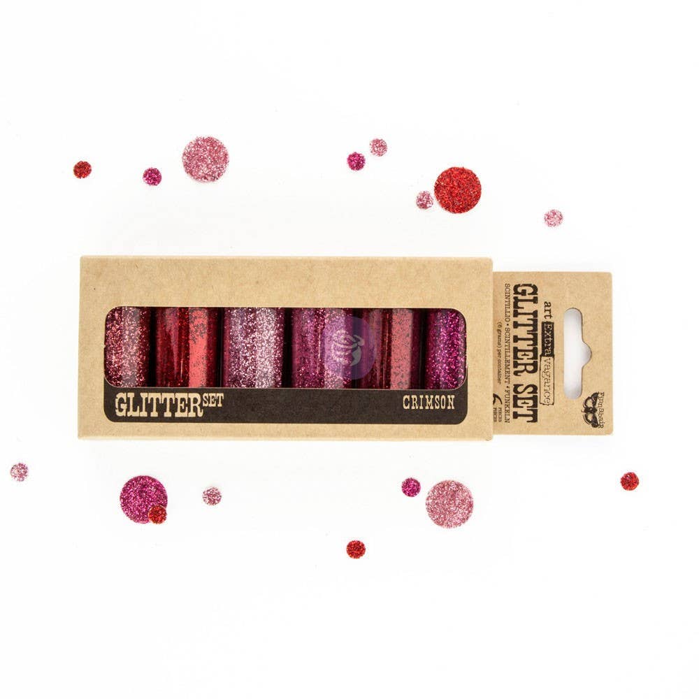 Prima Marketing Art Ingredients Glitter Set Crimson – 6 Bottles 7g Craft Glitter Set