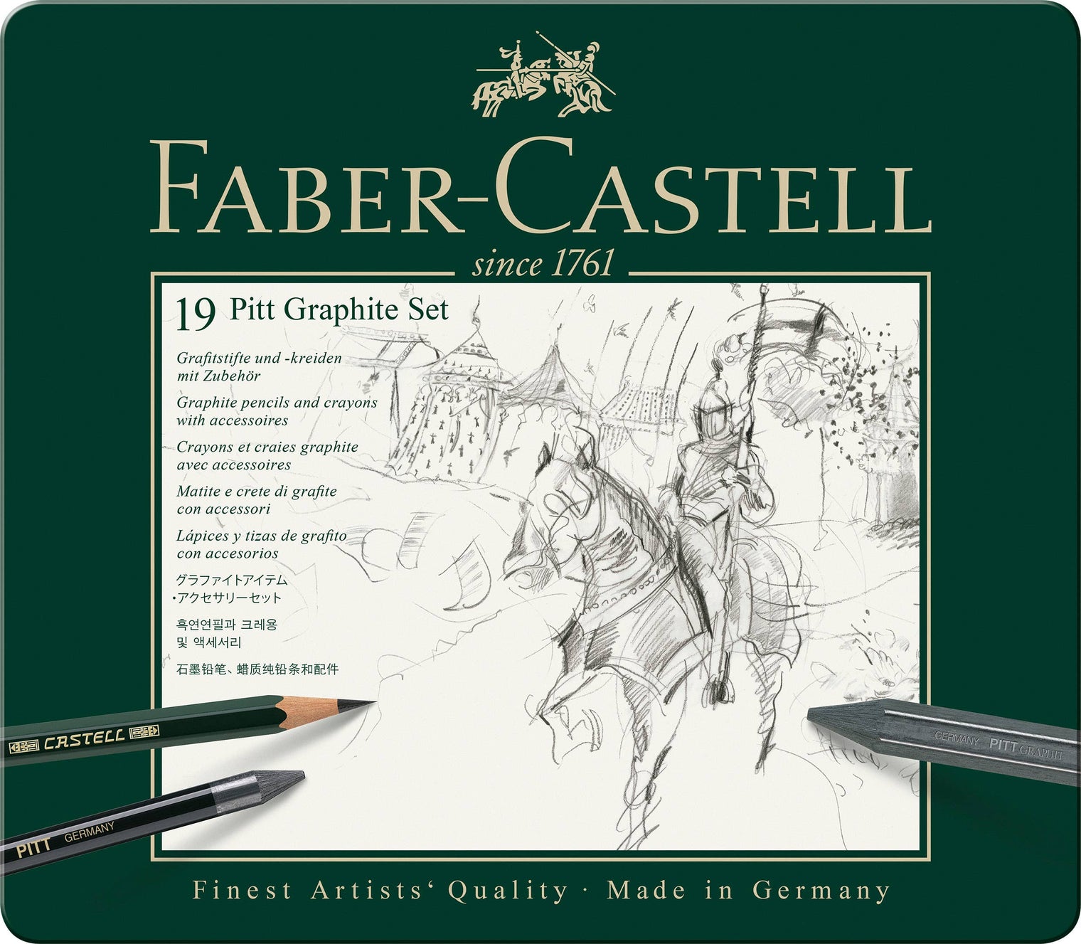Pitt Graphite Pencil Drawing & Sketching Set – Tin of 19 Pieces, by Faber-Castell