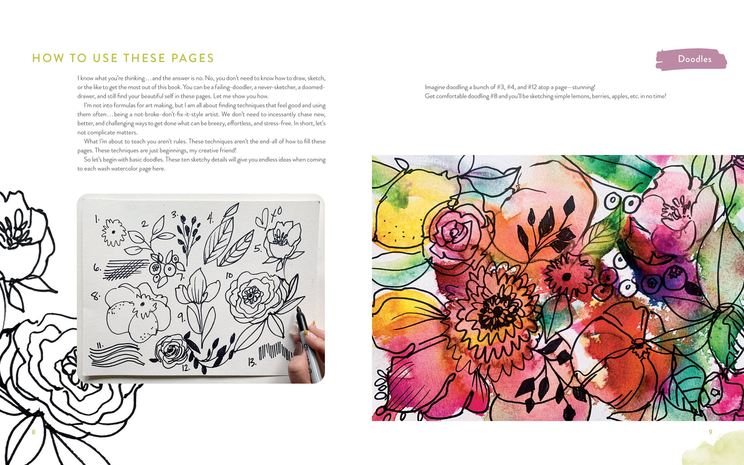 Mixed-Media Adventures with Kristy Rice – A Noncoloring Book (96 Pages)