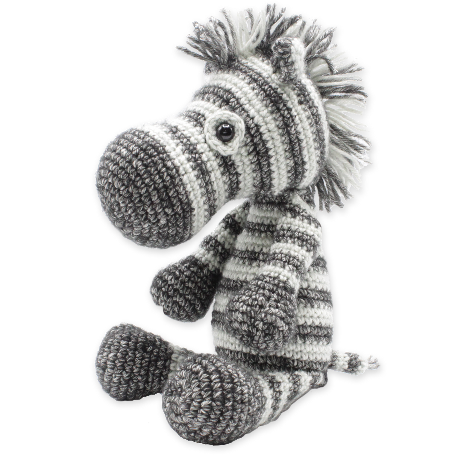DIY Crochet Kit, Dirk Zebra – Yarn Craft Kit with Pattern- 3 mm Crochet Hook NOT Included