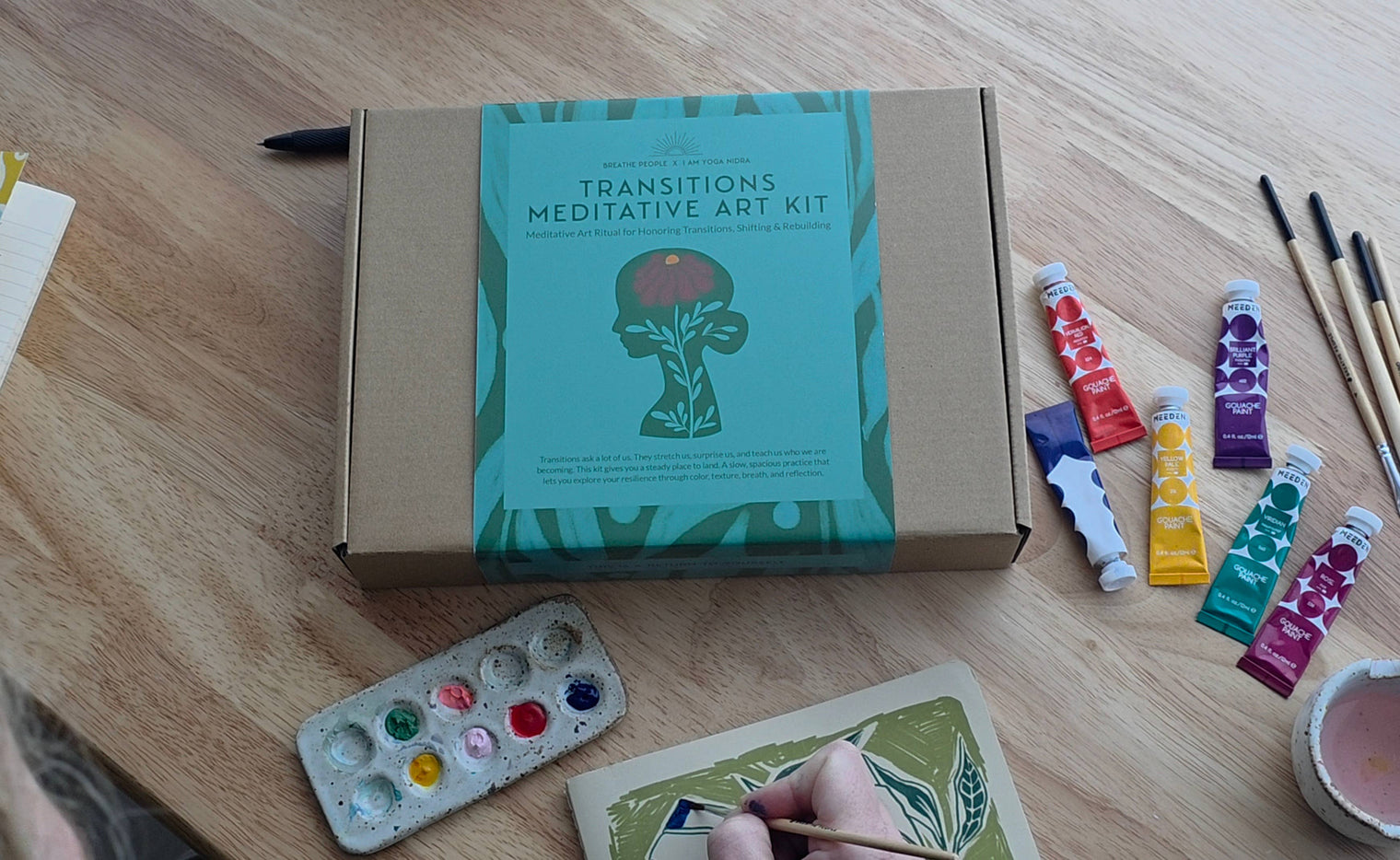 Gentle Transitions Meditative Art Kit – Watercolor, Journaling & Meditation Kit