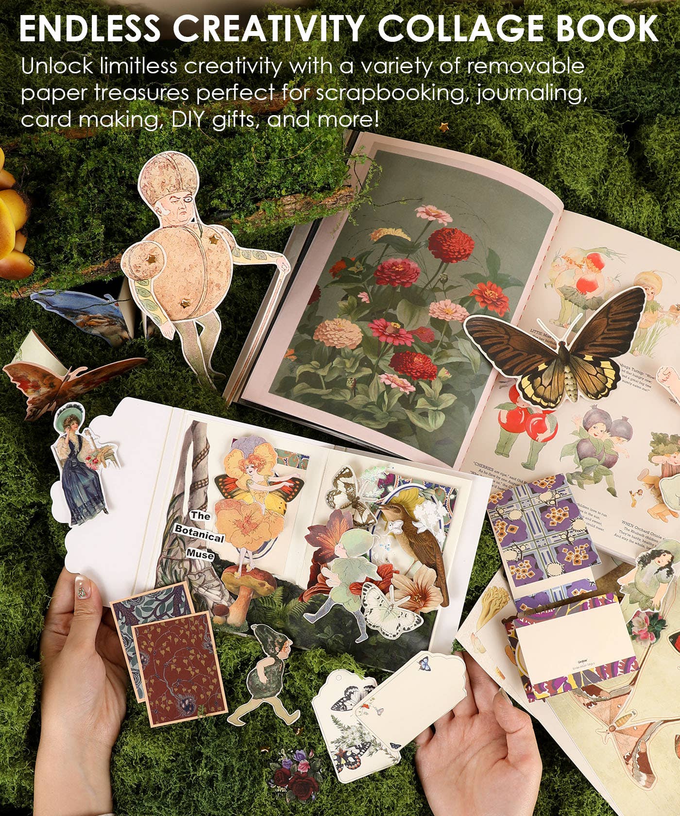 The Botanical Muse Collage Activity Book – 200+ Pages Mixed Media Collage Book