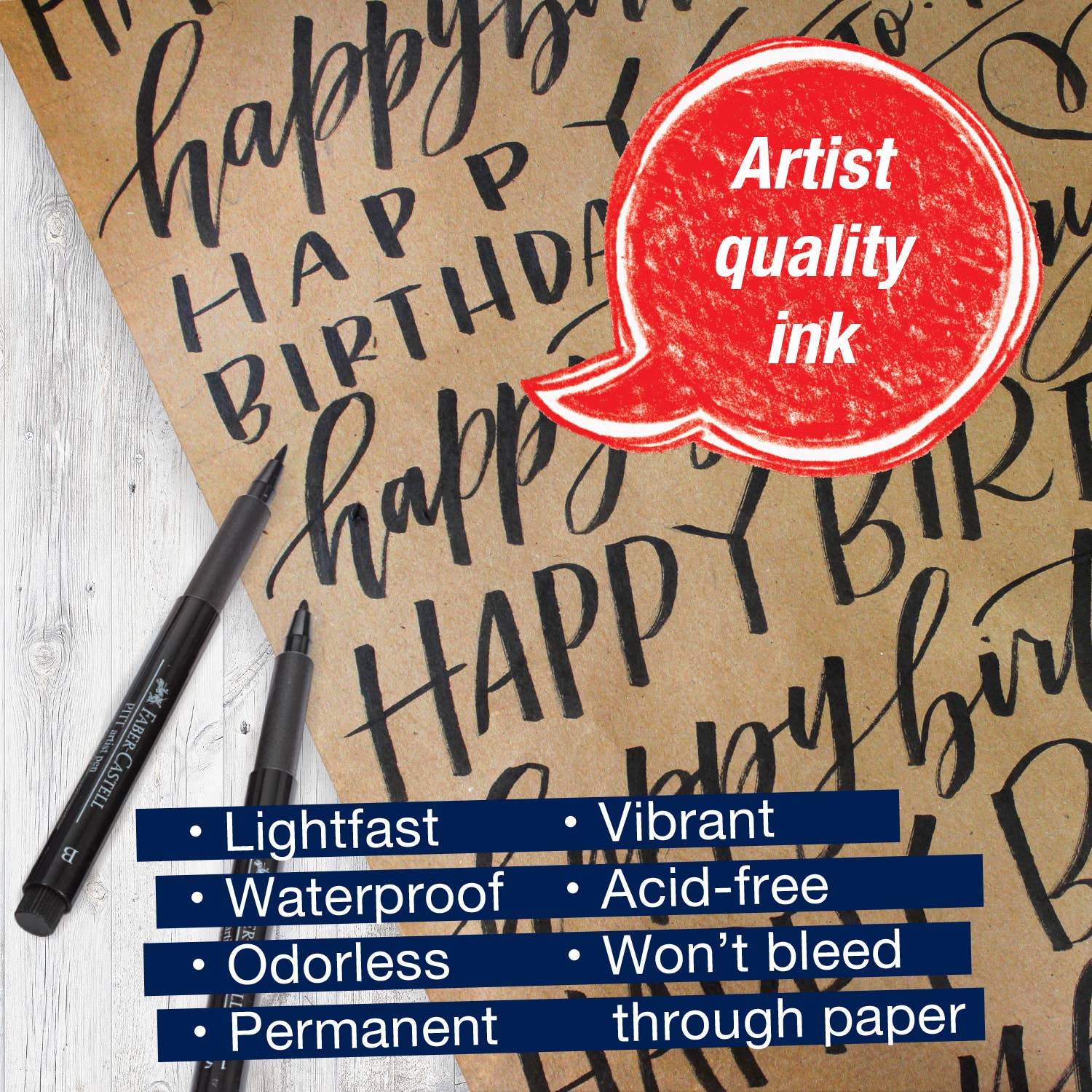 Pitt Artist Pen Modern Lettering Set – #199 Black (Set of 4), by Faber-Castell