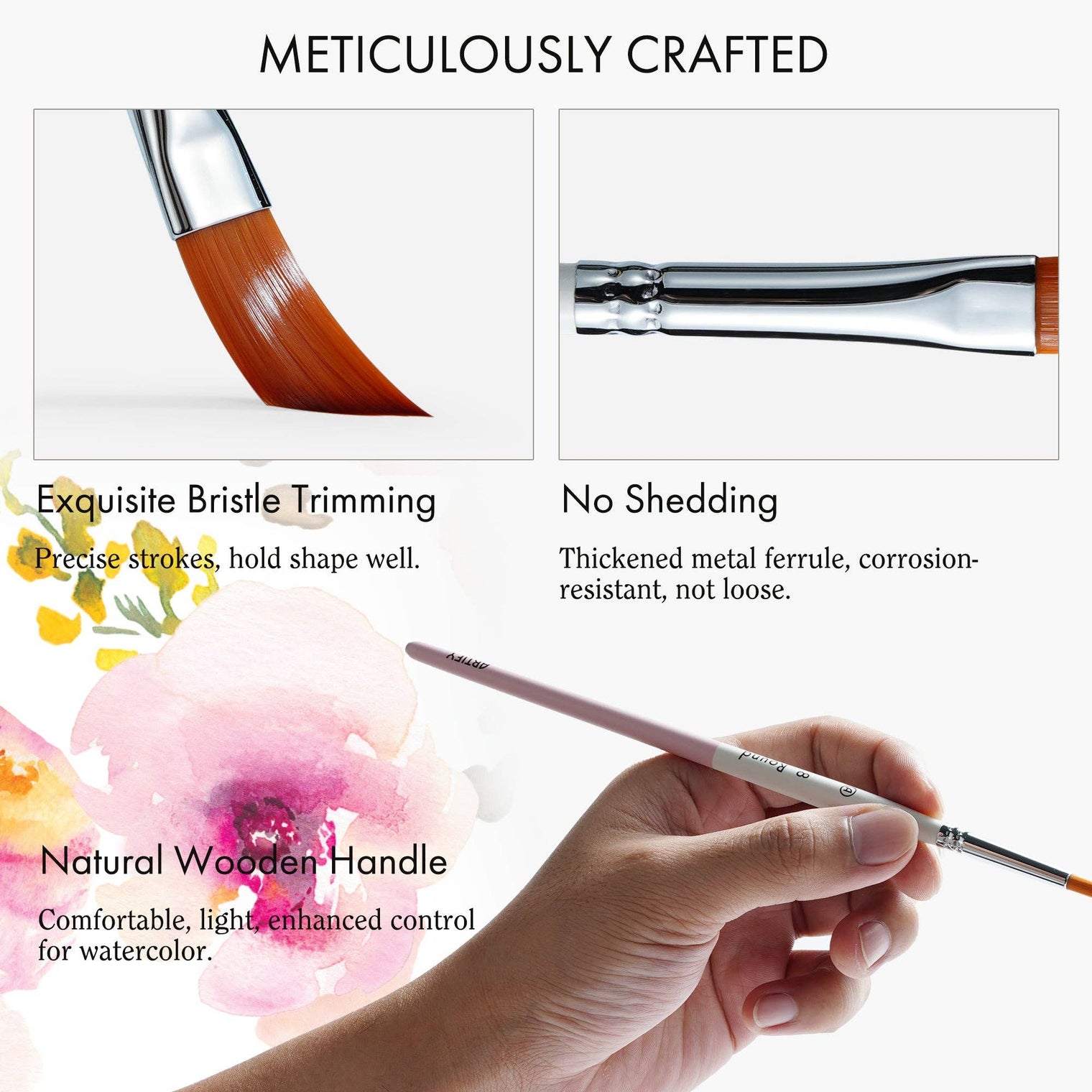 ARTIFY 9-Piece Travel Watercolor Brush Set – Multi-Shape Portable Brushes for Artists