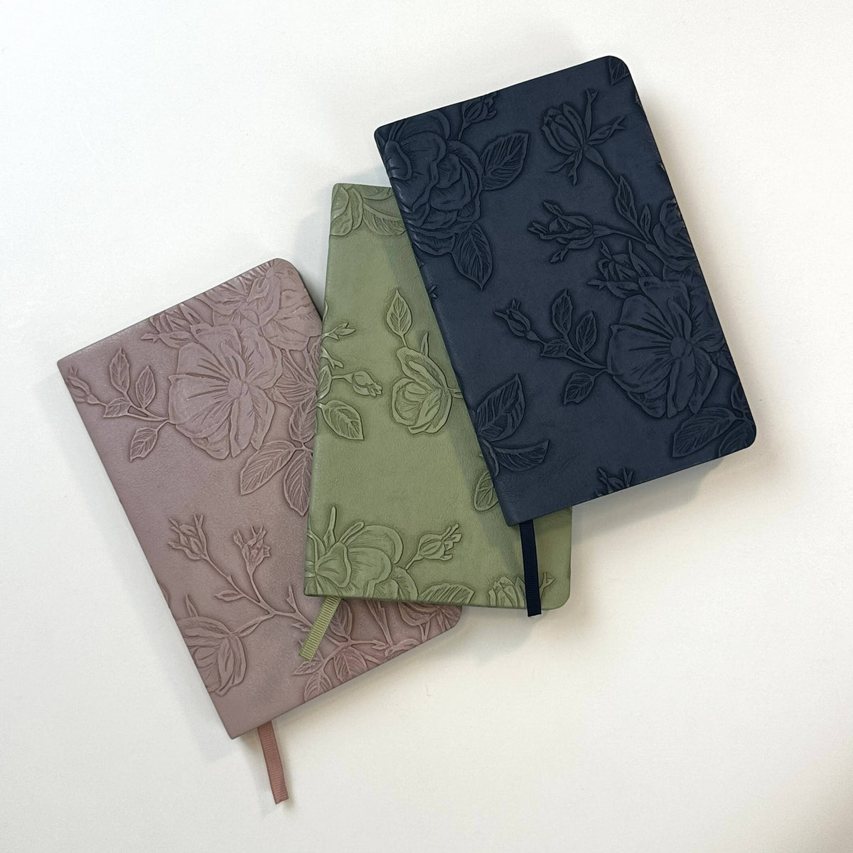 Softcover Journal Indigo by Punch Studio, Vegan Leather Journal with Embossed Details & Ribbon Bookmark