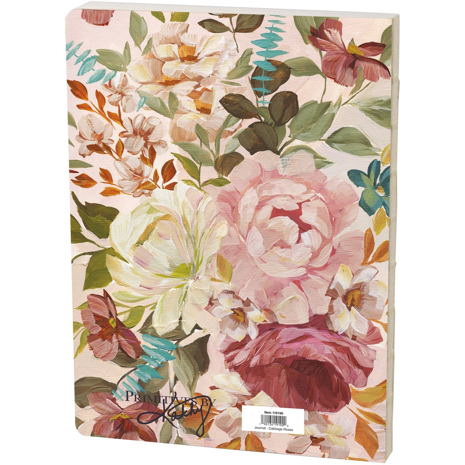 Cabbage Rose Journal – Watercolor Floral Lined Notebook 160 Pages, Primitives by Kathy