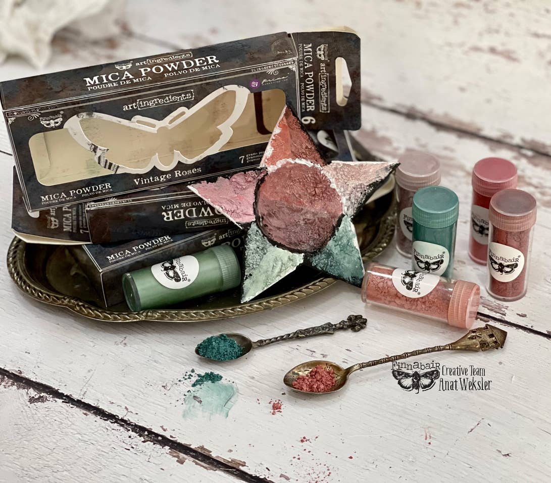 Prima Marketing Art Ingredients Mica Powder Set Vintage Roses – 6 x 7g Craft Pigment Powders