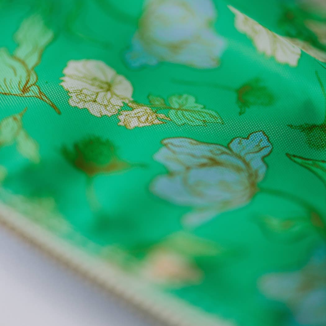 Luxe Slim Pencil Pouch, Periwinkle – Vegan Leather Floral Zipper Case, by Good Juju Ink