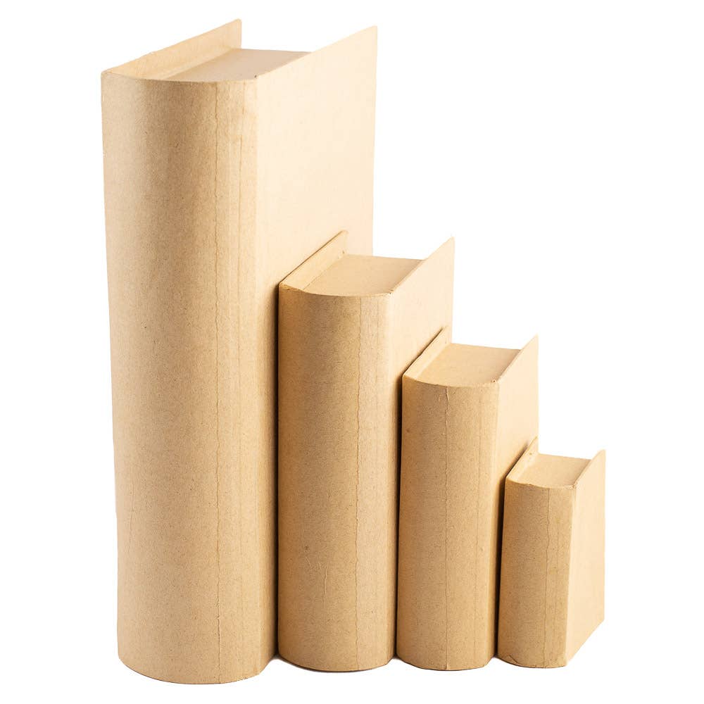 Paper Mache Book-Shaped Boxes, Set of 4 Nesting Decorative Boxes for Crafts & Gifts