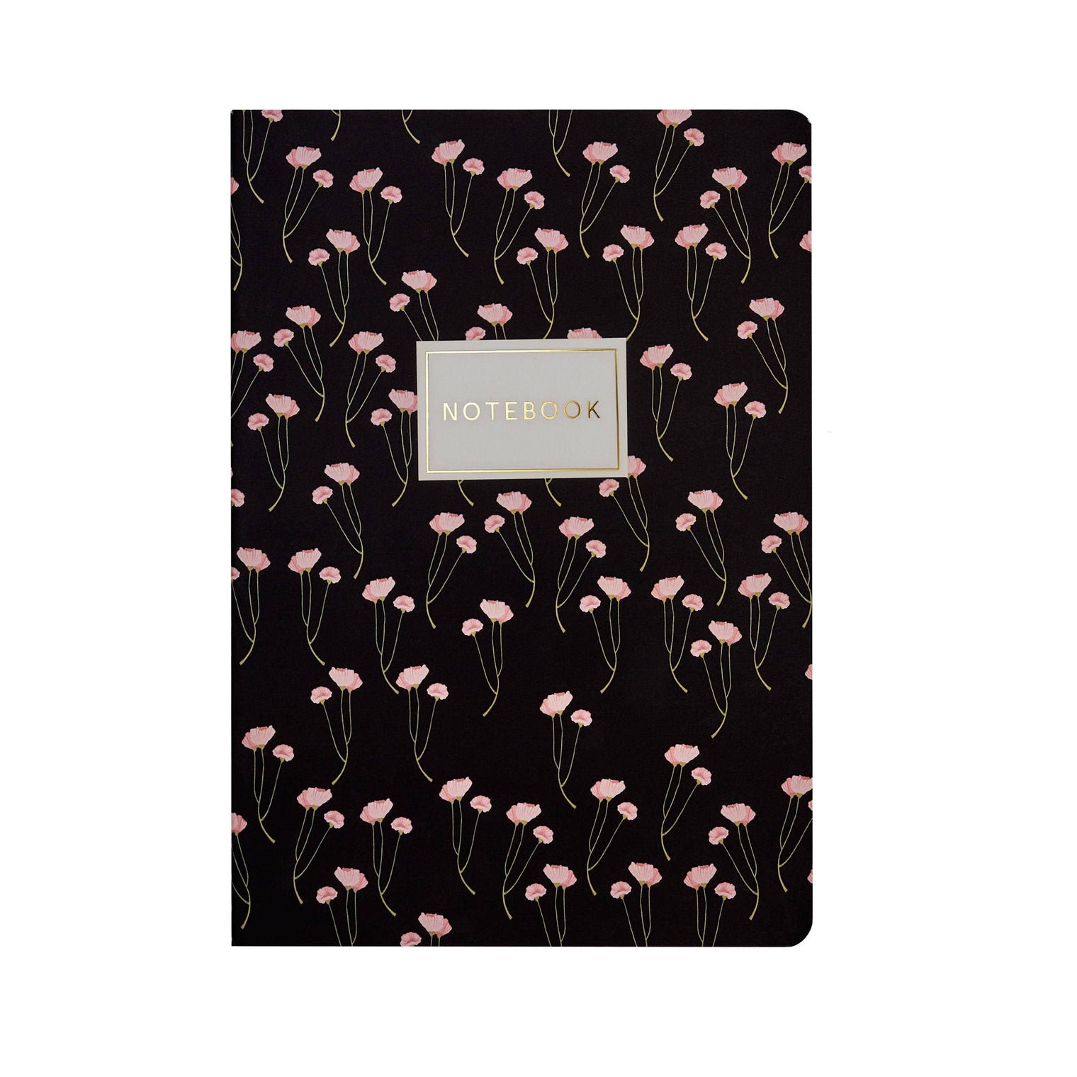 Poppies on Black Notebook – Ruled Journal 8.27 x 5.83 in, 40 Pages, BV by Bruno Visconti