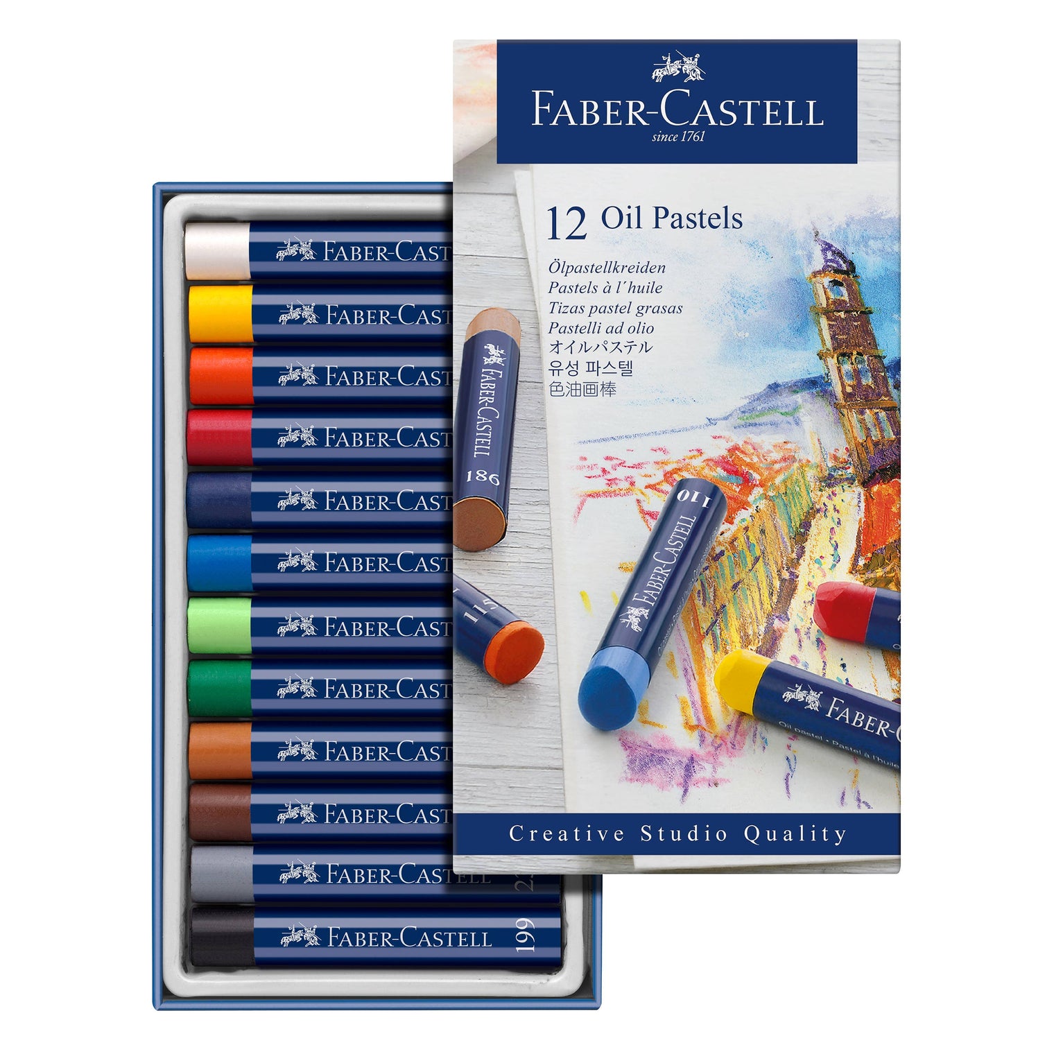 Faber-Castell Artists’ Oil Pastels – Set of 12 Sticks (Highly Pigmented)