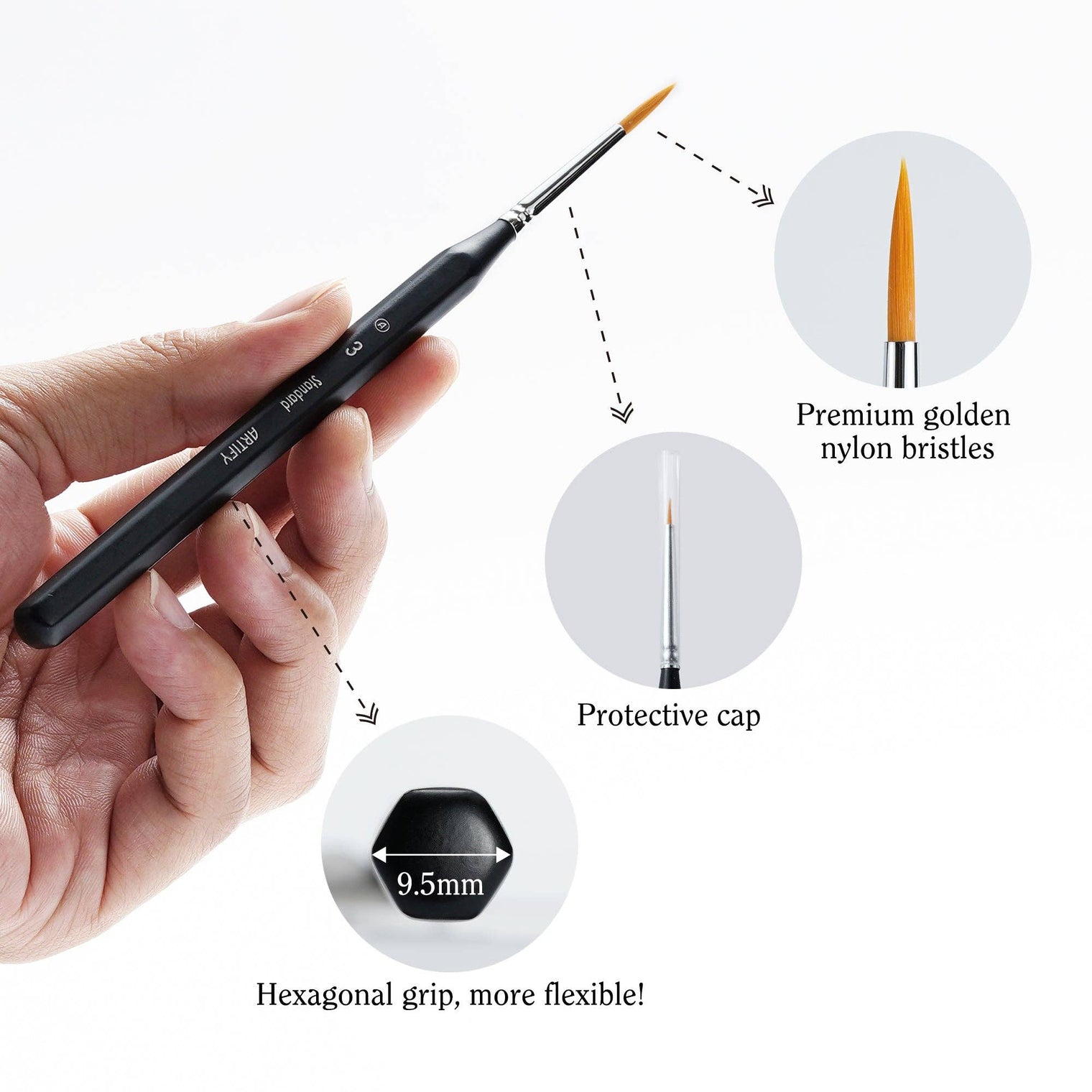 Mastercraft 9-Piece Miniature Painting Brush Set – Ultra Fine Detail Brushes for Models & Miniatures, by ARTIFY