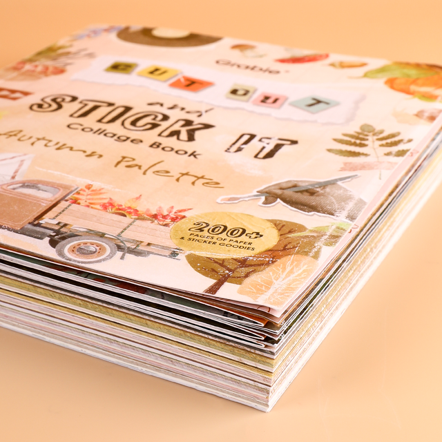 Autumn Palette Collage Activity Book – 200+ Pages Seasonal Mixed Media Book