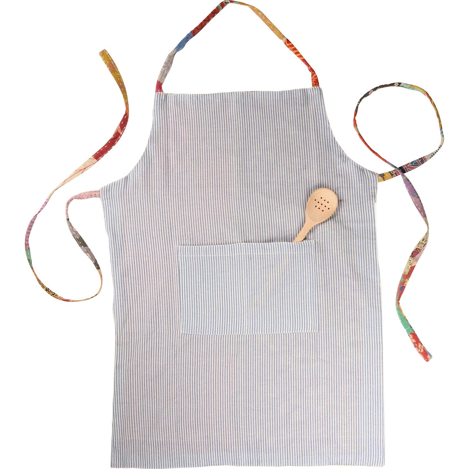 Kantha Apron – Reversible Cotton Kitchen Apron with Pockets, Primitives by Kathy