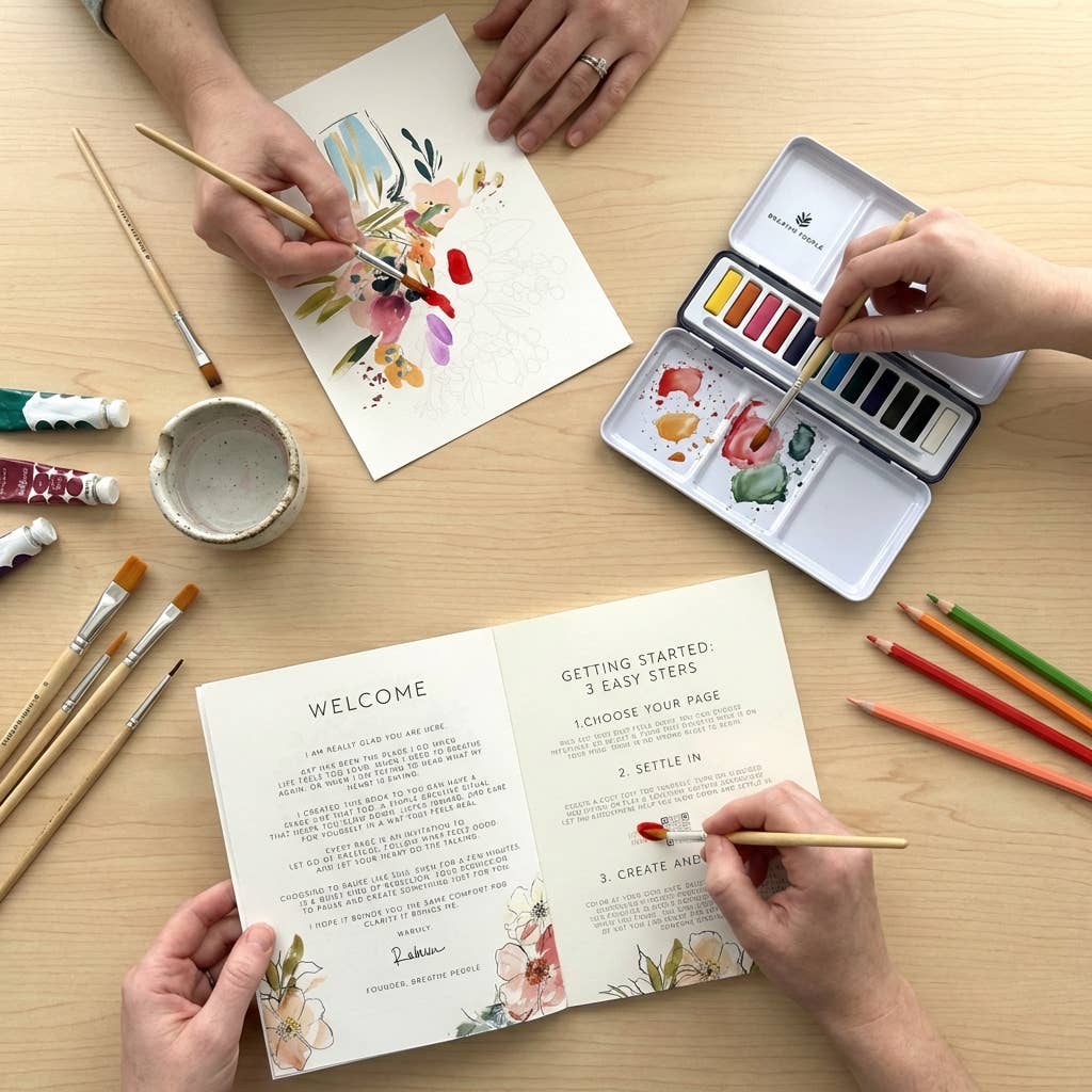 Meditative Art Book – 16 Pages Guided Creative Ritual Coloring & Reflection Workbook