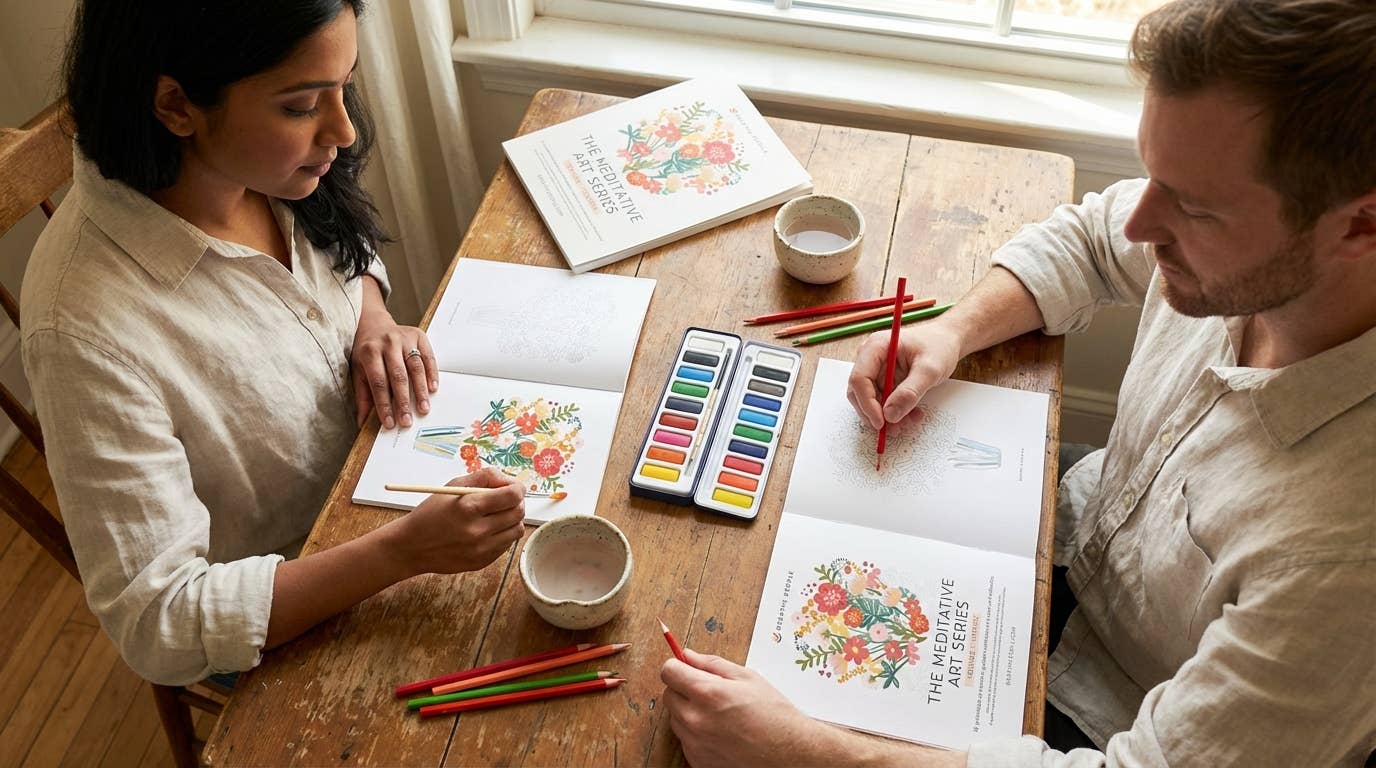 Meditative Art Book – 16 Pages Guided Creative Ritual Coloring & Reflection Workbook