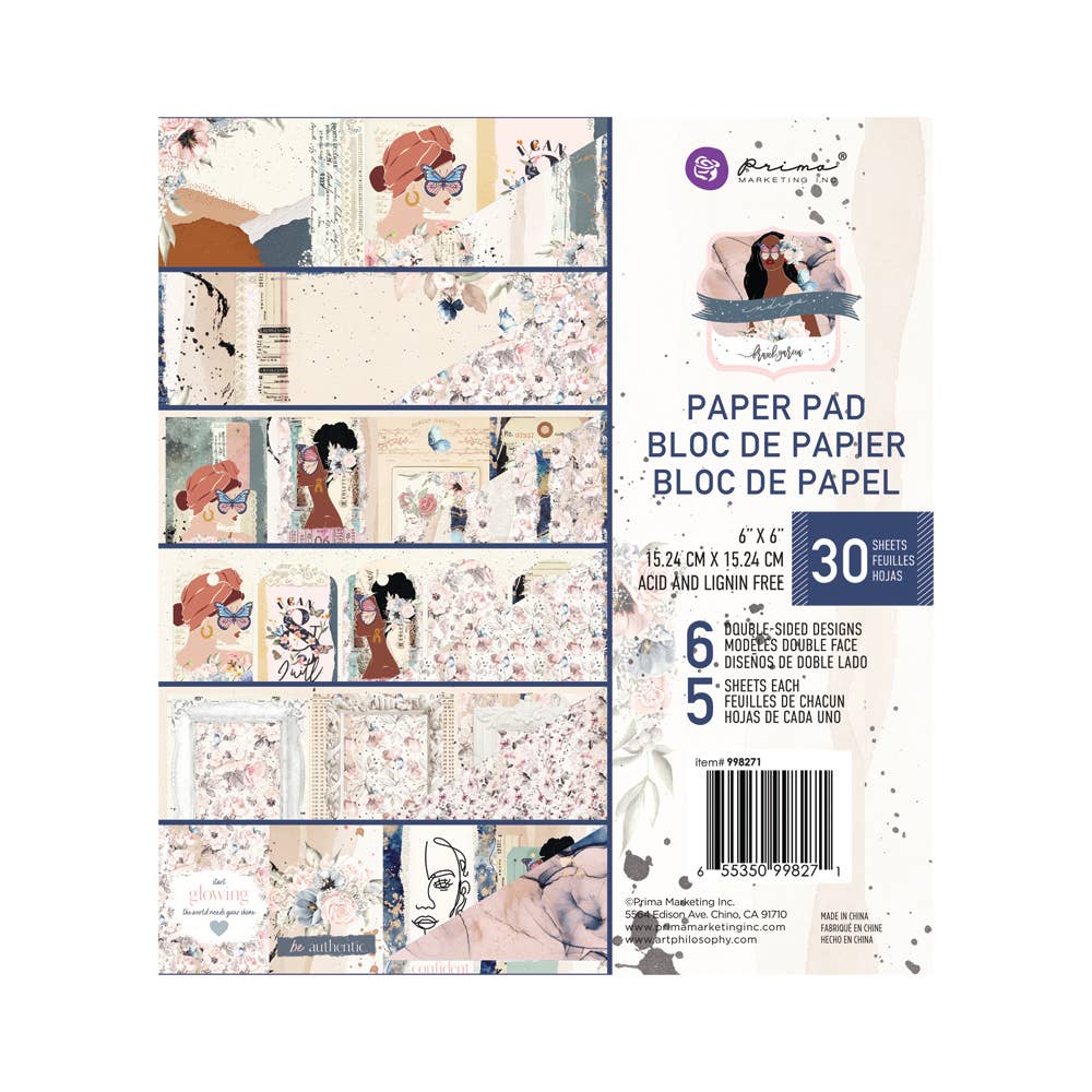 Prima Marketing Indigo 6x6 Paper Pad – 30 Sheets Scrapbooking Paper Pad